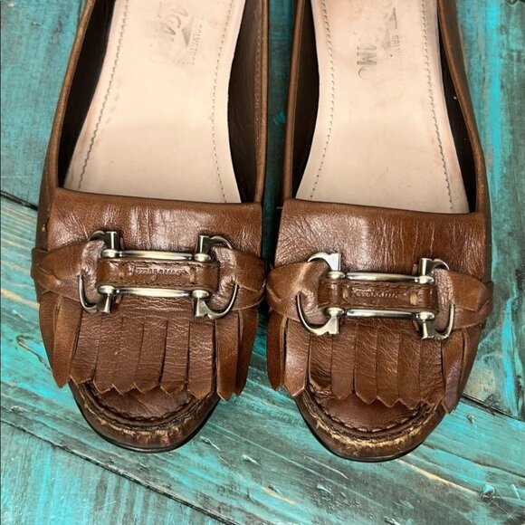 Salvatore Ferragamo Brown Loafers Size 9.5 Neutral Minimalist Business Casual - Picture 3 of 13